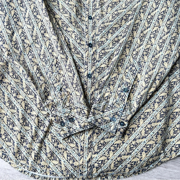 Indigo Palm Paisley Pattern Button Down Western Shirt - Picture 7 of 14